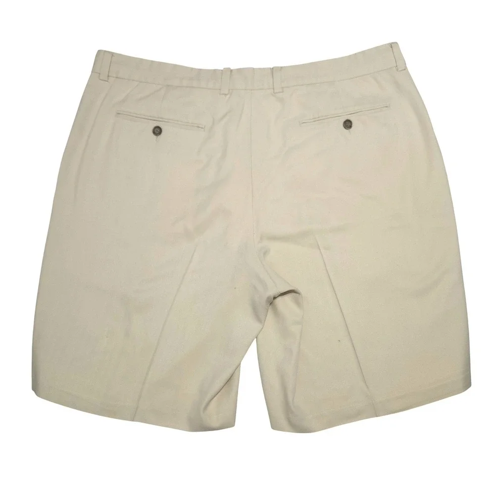 Tommy Bahama Silk Cotton Blend Pleated Herringbone Shorts Mens 38 Cream Y2K